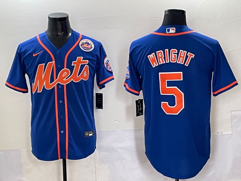 Men 2025 New York Mets #5 Wright Blue Game Nike MLB Jersey style 05